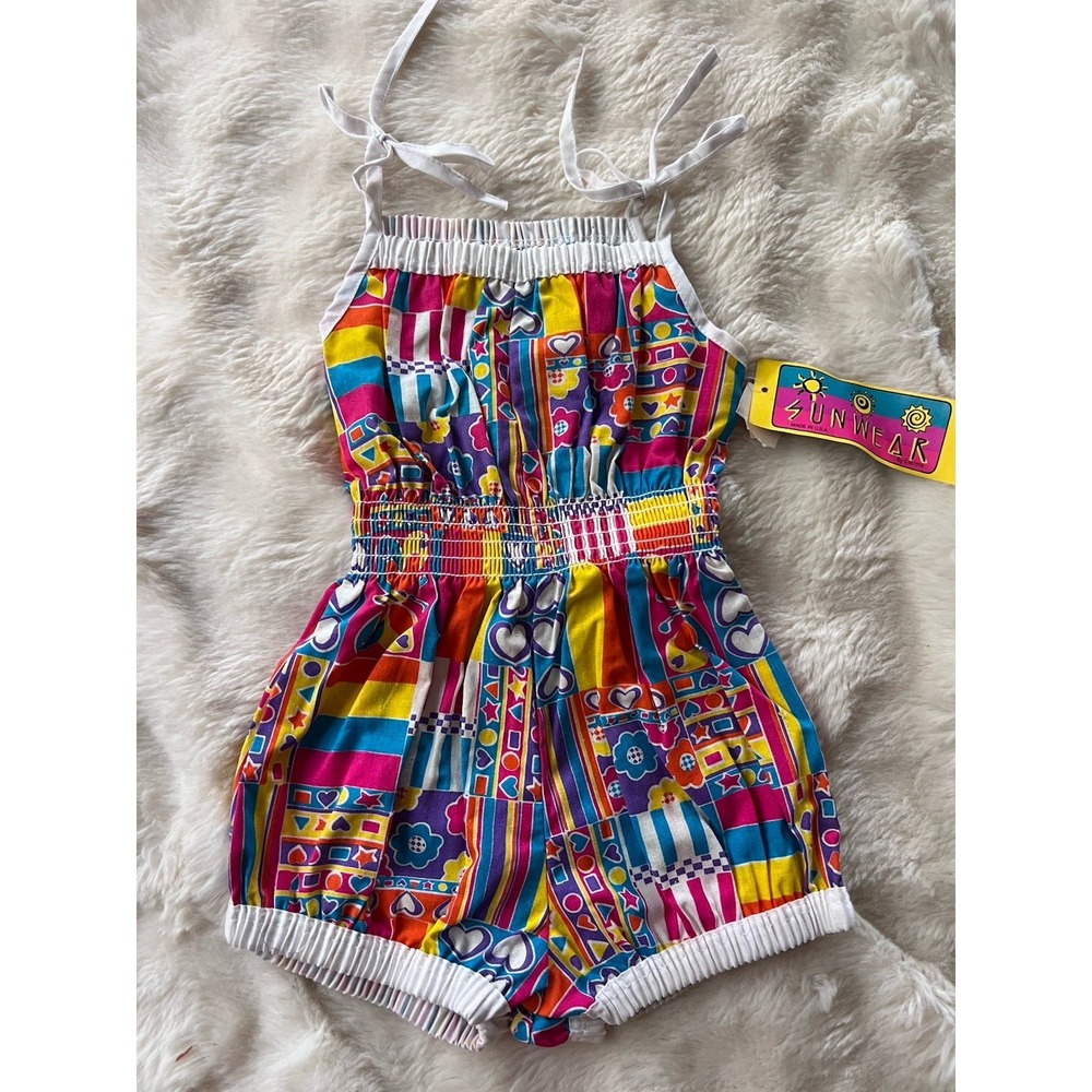 Vintage Sunwear by Carrots Short Romper Jumper AOP Surf Girl NEW DEADSTOCK